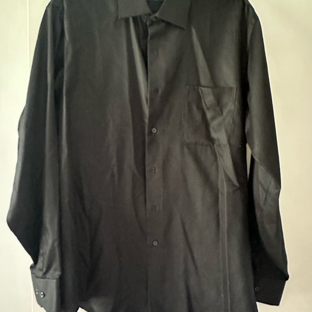 Geoffrey Beene Black Dress Shirt Formal Cotton Blend